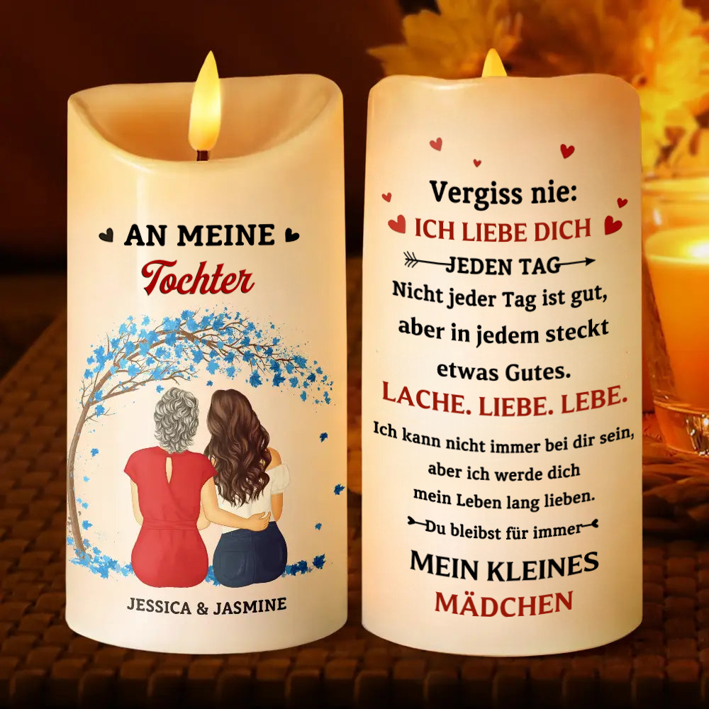 An meine Tochter/Enkelin Personalisierte LED-Kerze mit Figuren und Spruch
