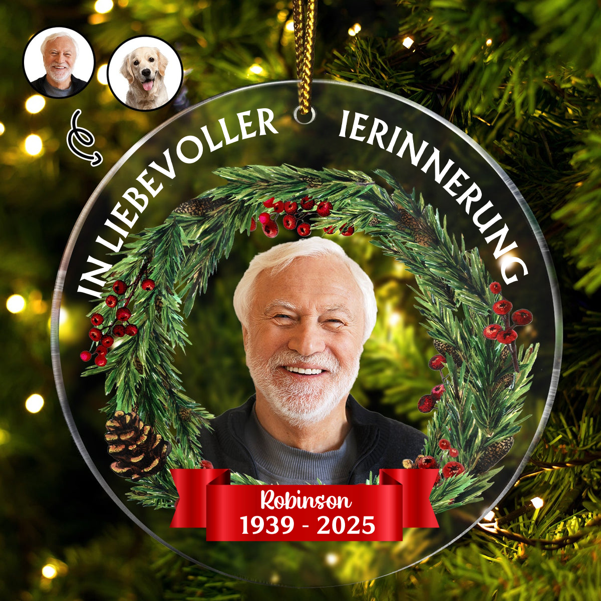 In Liebevoller Erinnerung Personalisierter Acrylanhänger mit Foto Christbaumschmuck zur Trauer