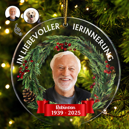 In Liebevoller Erinnerung Personalisierter Acrylanhänger mit Foto Christbaumschmuck zur Trauer
