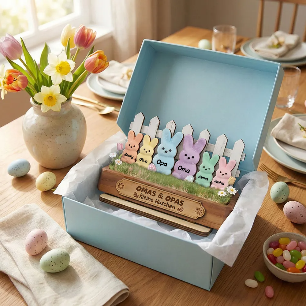 Personalisierte Holztafel mit Hasen Geschenk für Opa und Oma