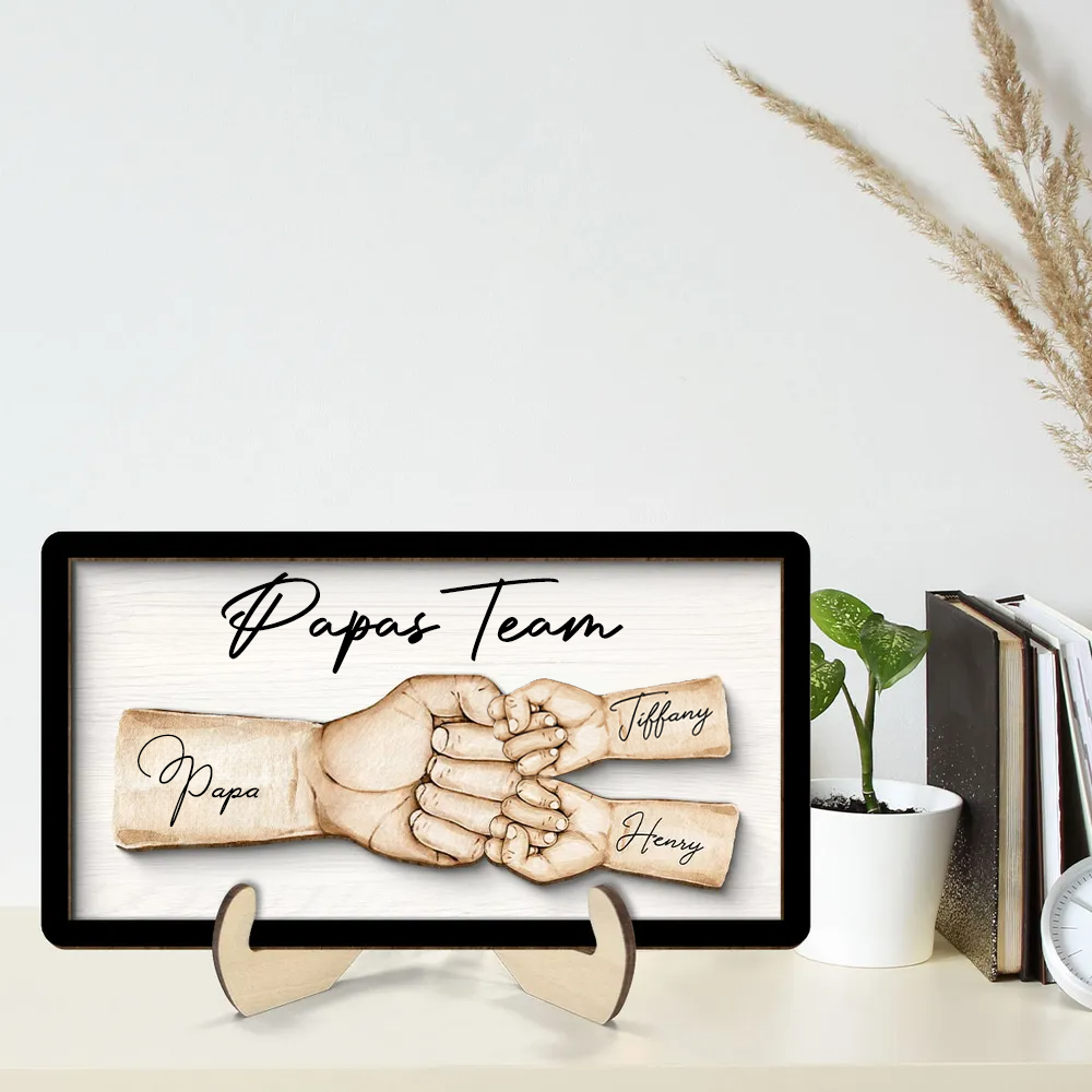 Personalisierte Holzplakette mit Fausstoß Geschenk für Vater
