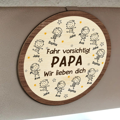 Fahr Vorsichtig Sonnenblendenclip mit Zeichentrickfiguren Geschenk für Papa