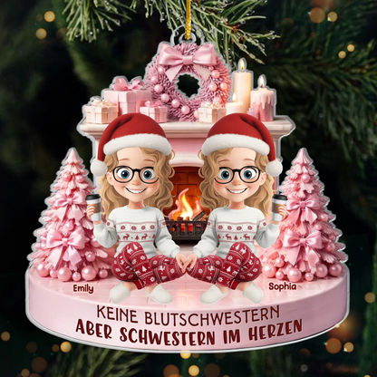 Beste Freundinnen am Kamin Personalisierter Acrylanhänger mit 2-5 Frauen Chrisbaumschmuck für Freunde