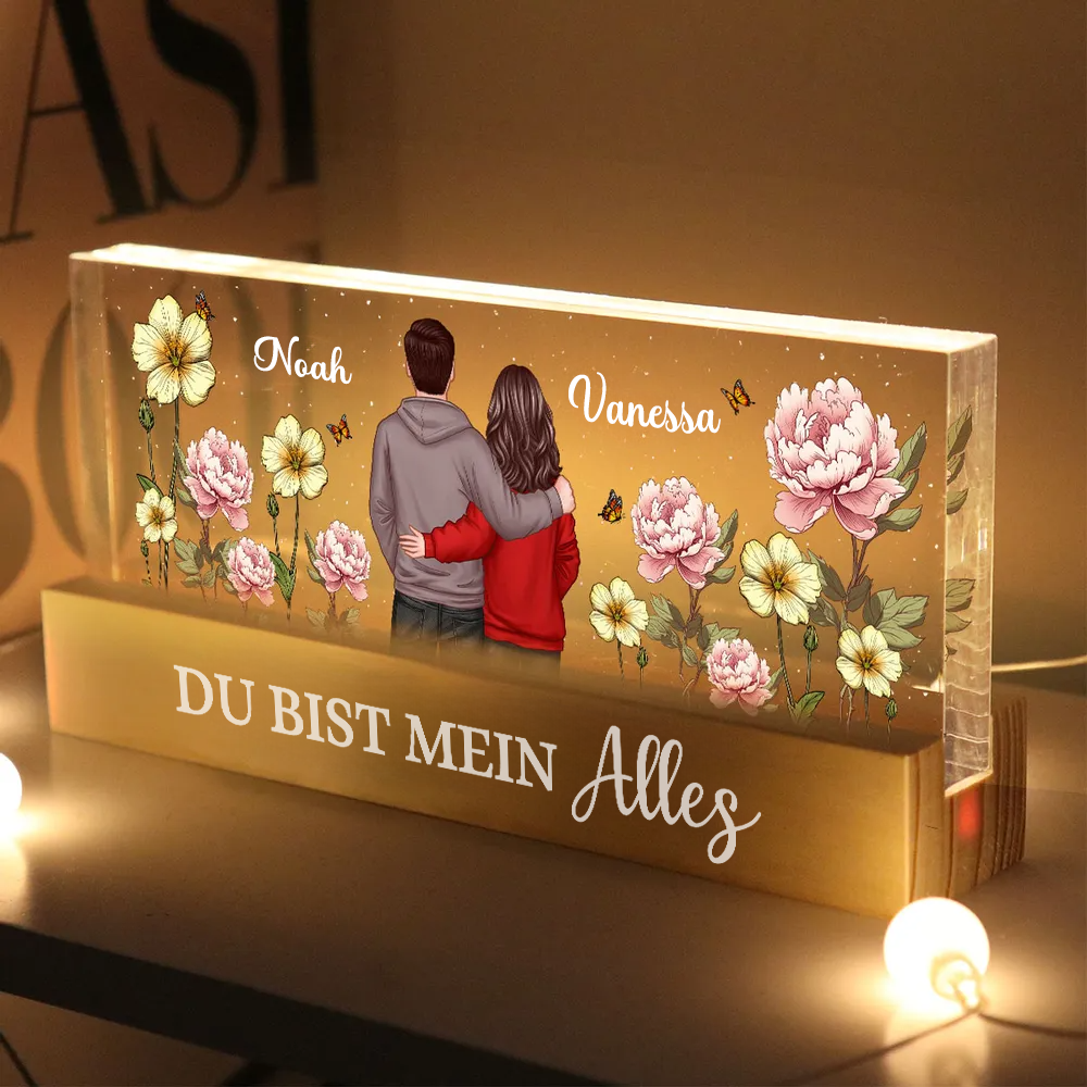Mann & Frau Personalisiertes LED-Nachtlicht mit Geburtsblumen Geschenk für Paare