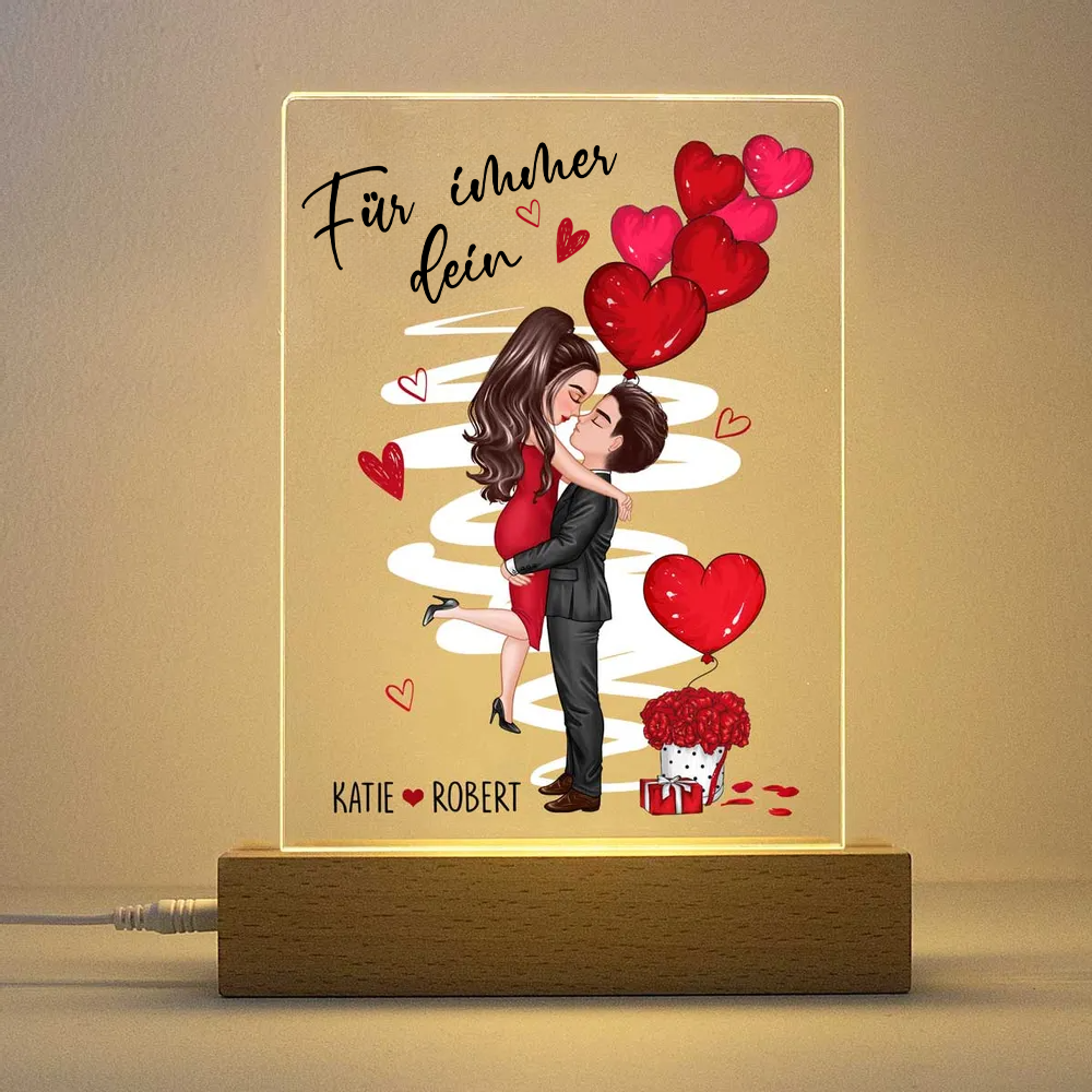 Personalisierte LED-Nachtlicht mit Paar und Ballons