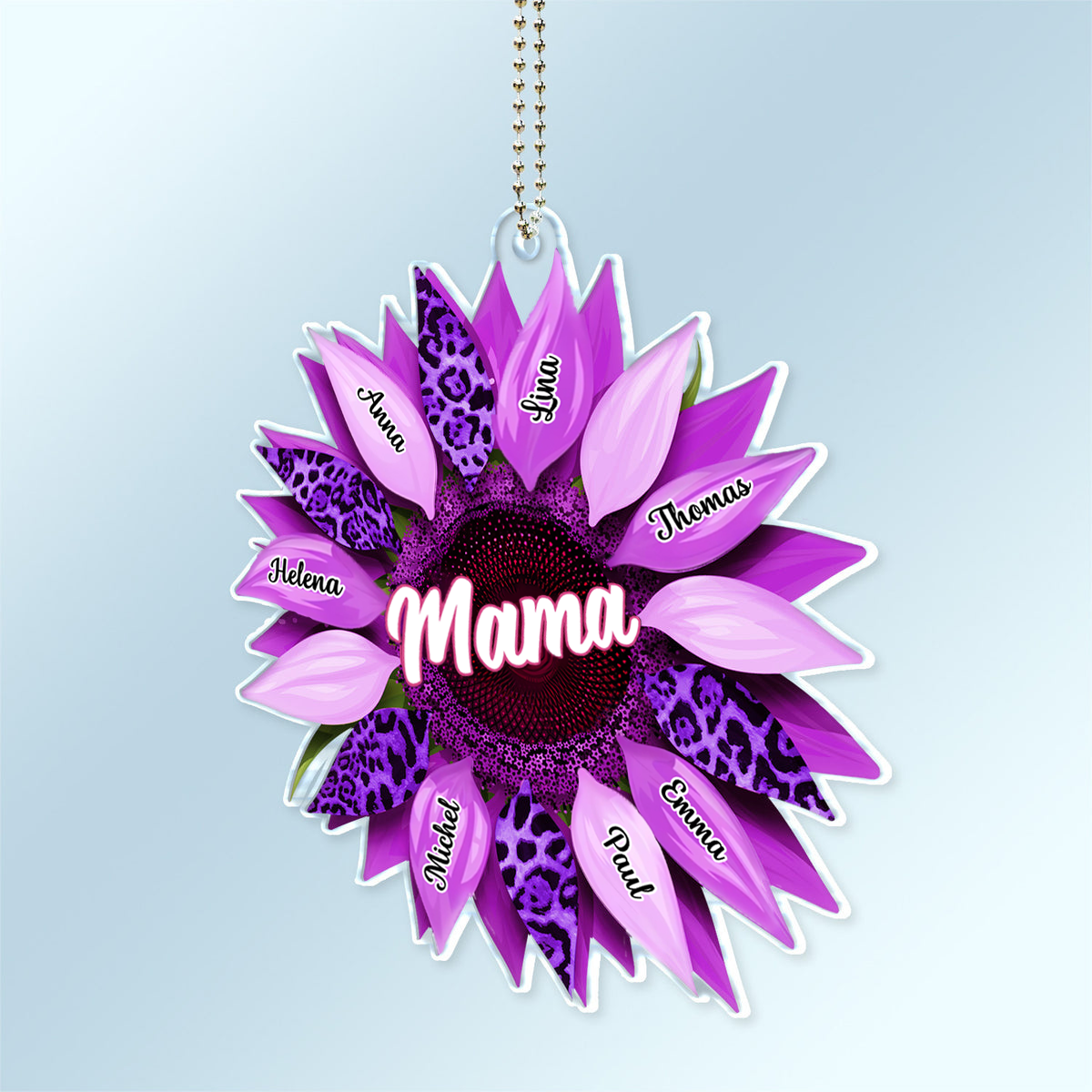 Sonnenblume – Personalisierter Acryl-Autoanhänger