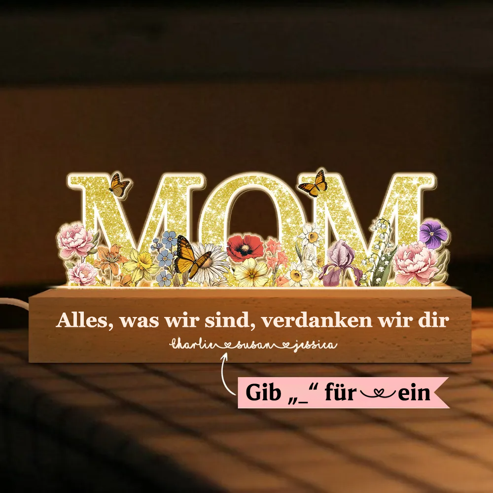 LED Nachtlichter mit MAMA / OMA/ MOM Geschenk für Mutter und Großmutter