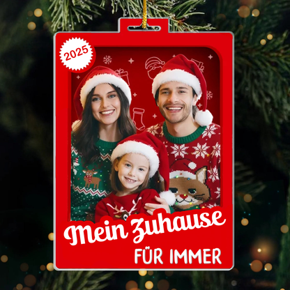 Personalisierter Acrylanhänger mit Foto und Text Christbaumschmuck für Familie