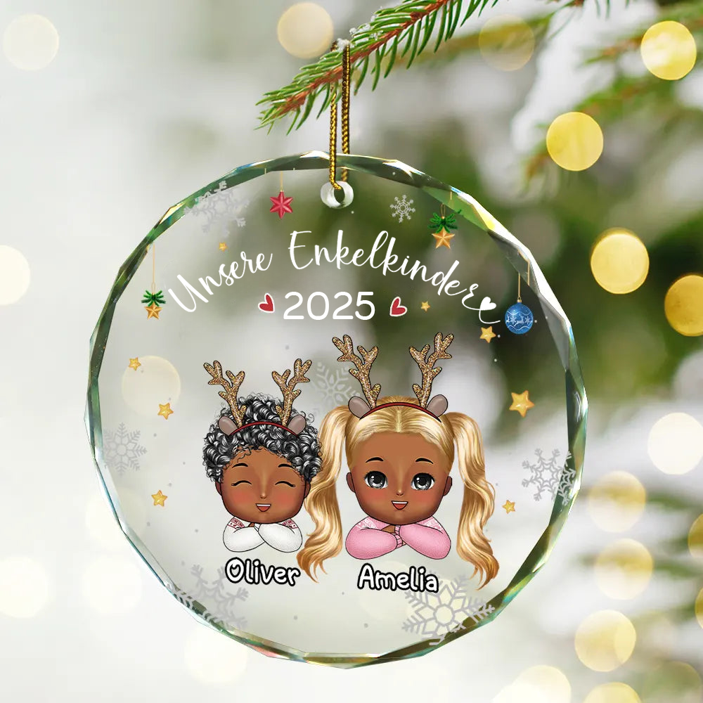 Enkelkinder - Personalisierter Glasanhänger Christbaumschmuk für Opa und Oma