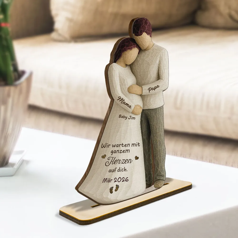 Baby unterwegs-Personalisierter Holzaufsteller mit Namen Geschenk für werdende Mutter