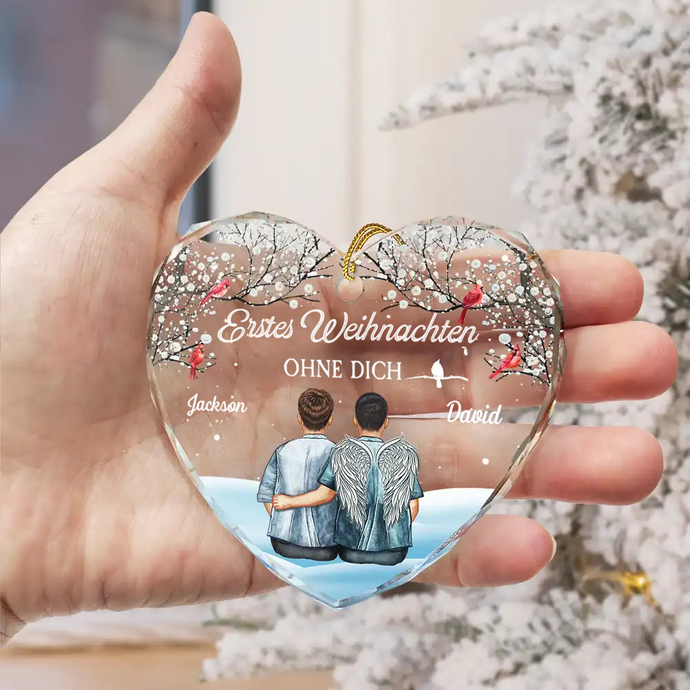 Weihnachten ohne Dich -  Glasornament Personalisierter Christbaumanhänger zur Trauer