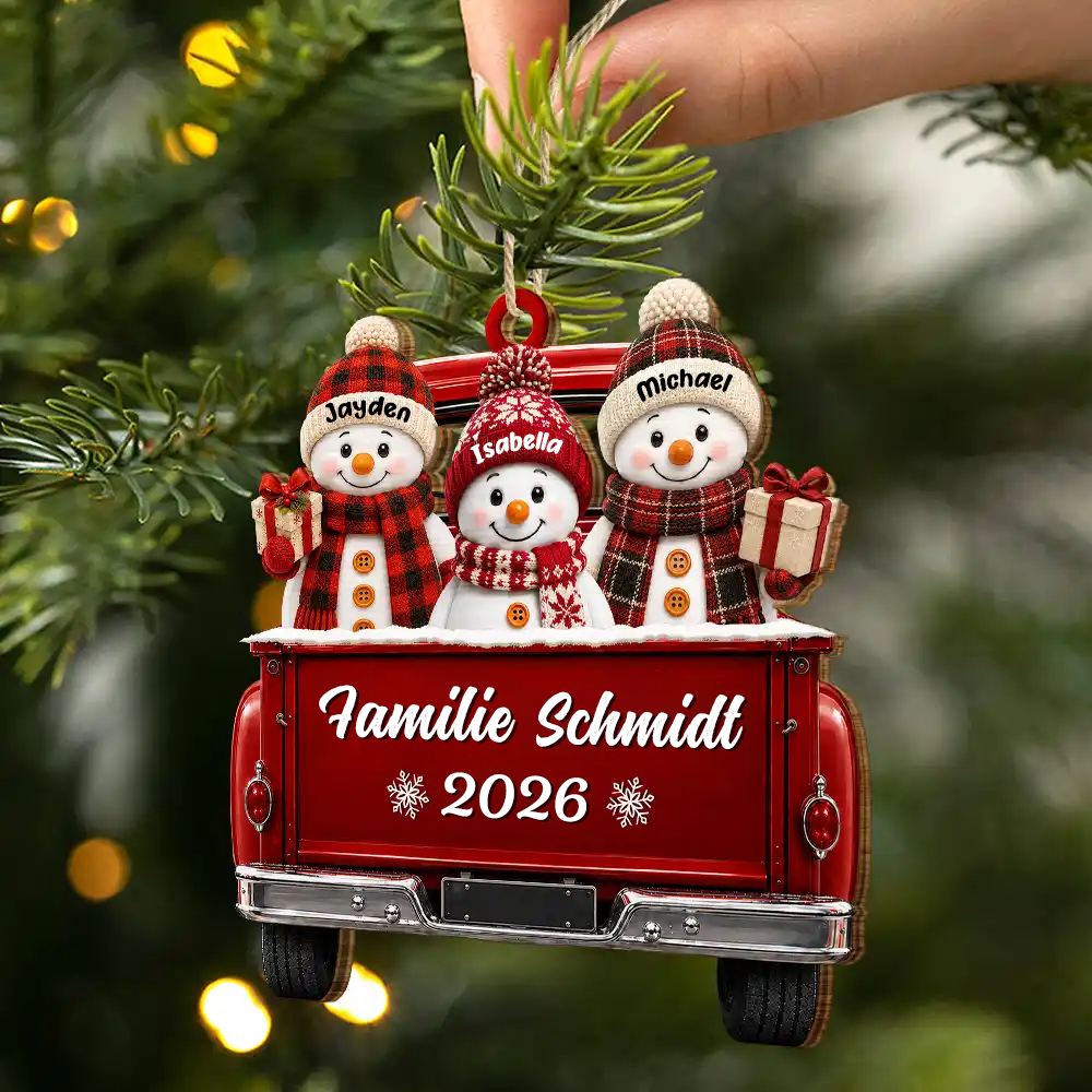 Personalisierter Holz-Weihnachtsanhänger – Schneemann-Motiv mit Namen & Text