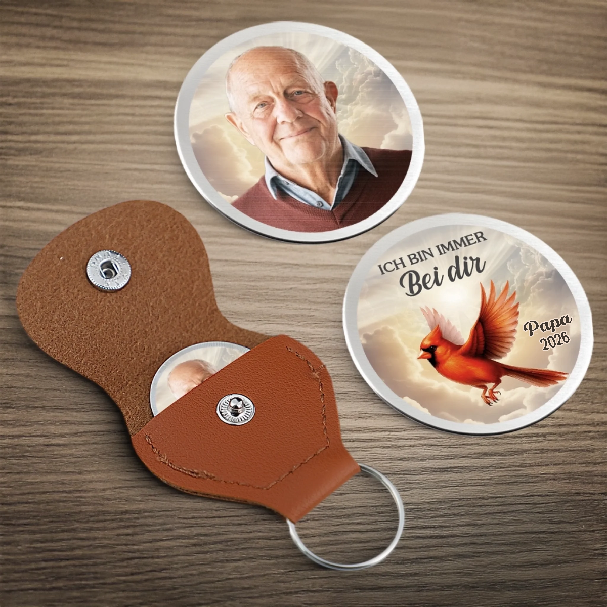 Ich bin immer bei dir- Pocket Hug mit Foto Taschenumarmung zur Trauer Münze mit Foto