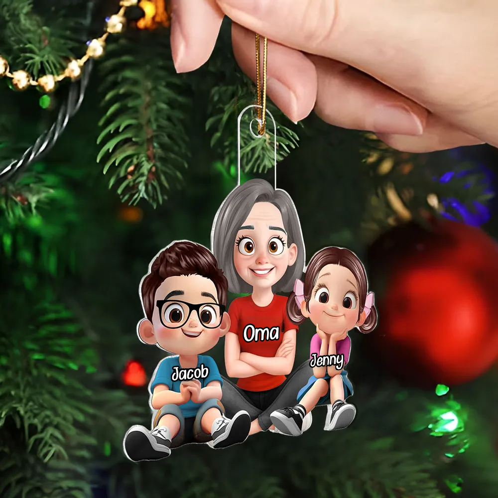 Personalisierter Acryl-Weihnachtsanhänger „Oma & Enkelkinder“