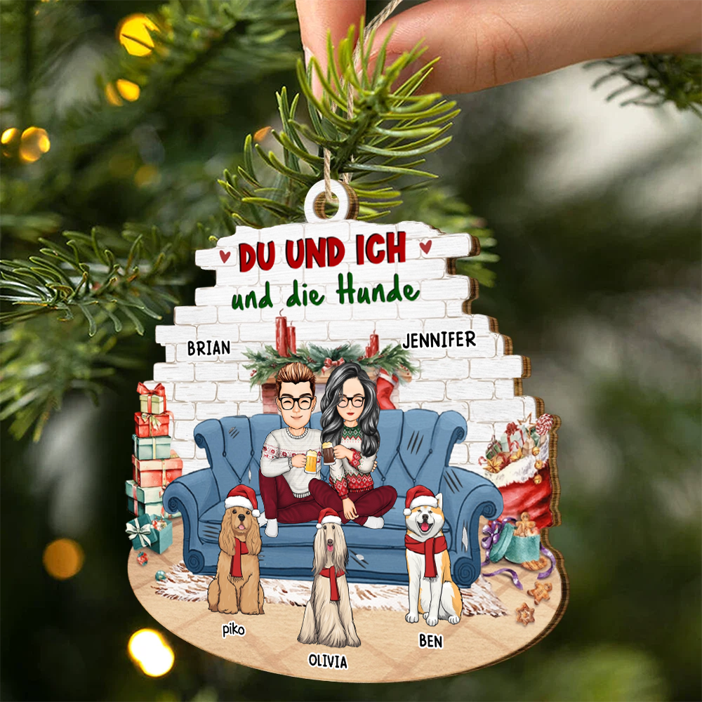 Du und Ich und die Haustiere-Personalisierter Christbaumschmuck für Paare & Tierliebhaber