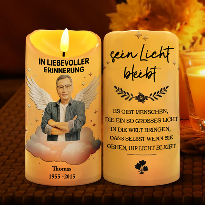 In liebevoller Erinnerung - Trauerkerze LED-Kerze mit Foto