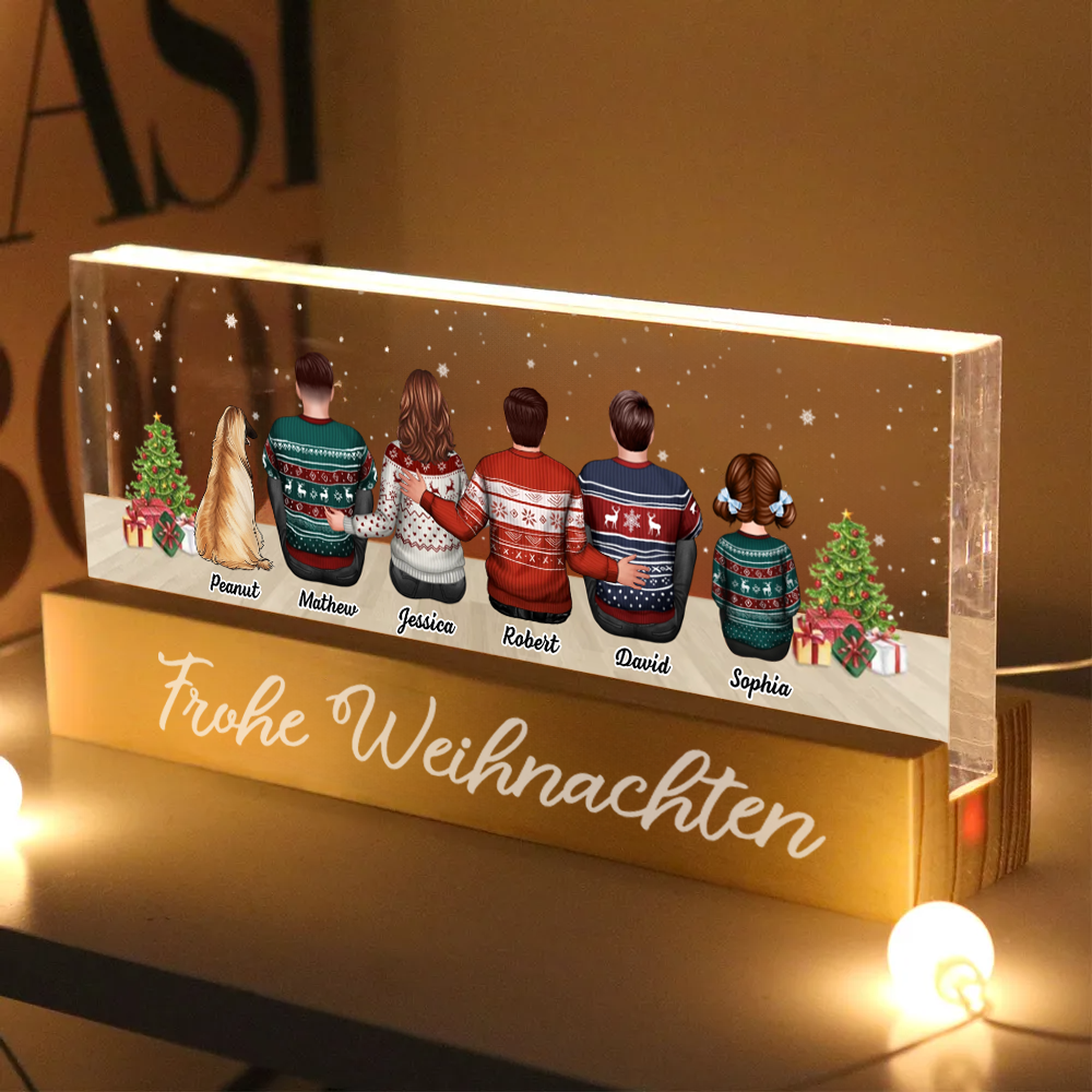 Personalisierte LED-Nachtlicht mit Familie, Katzen und Hunde Weihnachtsgeschenk