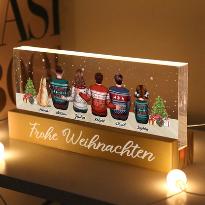 Personalisierte LED-Nachtlicht mit Familie, Katzen und Hunde Weihnachtsgeschenk