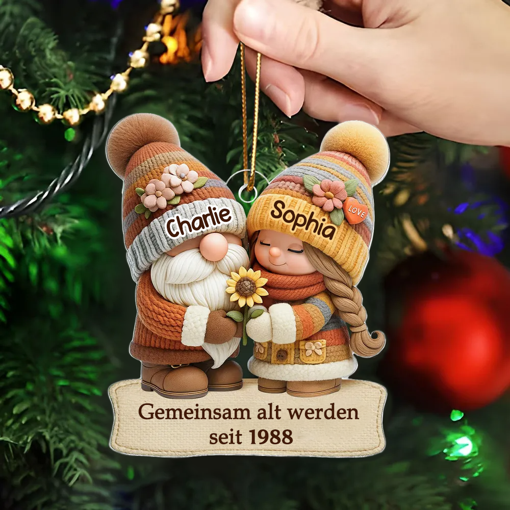 Herbstzwerg - Gemeinsam alt werden - Acrylanhänger mit Namen Geschenk für Paar
