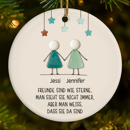 Personalisiertes Keramikornament mit Meerglasmotiv Christbaumschmuck für Freunde und beste Freundin