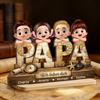 PAPA Personalisierter Holzaufsteller mit Kinder Geschenk für Vater