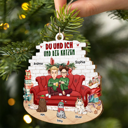 Du und Ich und die Haustiere-Personalisierter Christbaumschmuck für Paare & Tierliebhaber