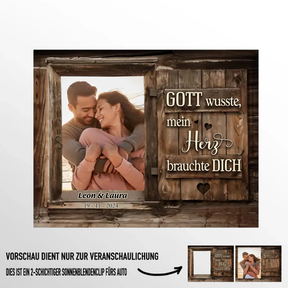 Bilderrahmen-Personalisiertes Sonnenblendenclip mit Foto Geschenk für Paare