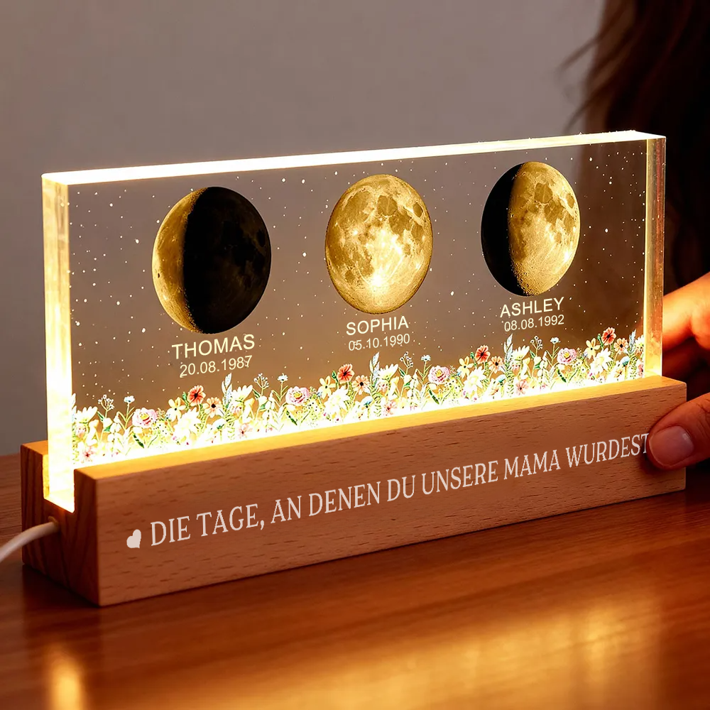 Mondphasen-Personalisierte LED Nachtlicht für Mama und Oma