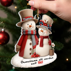 Personalisierter Acrylanhänger mit Schneemanfamilie Christbaumanhänger mit Namen und Text