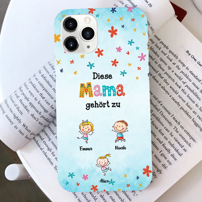 Diese...gehört zu- Blaue Silikonhandyhülle für iPhone und Samsung mit Comicfiguren Geschenk für Mama und Oma