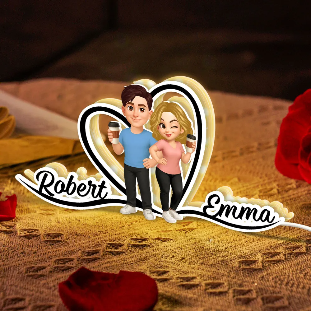 Personalisierte LED-Lichtbox mit Paar und Namen Geschenk für Paar