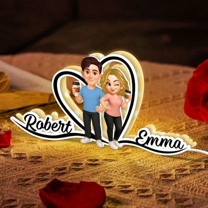 Personalisierte LED-Lichtbox mit Paar und Namen Geschenk für Paar