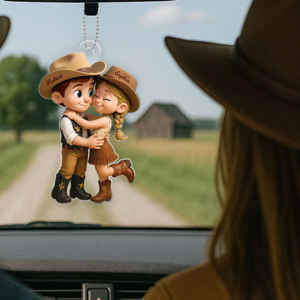 Cowboy Couple-Personalisierter Acrylanhänger mit Namen Geschenk für Paar