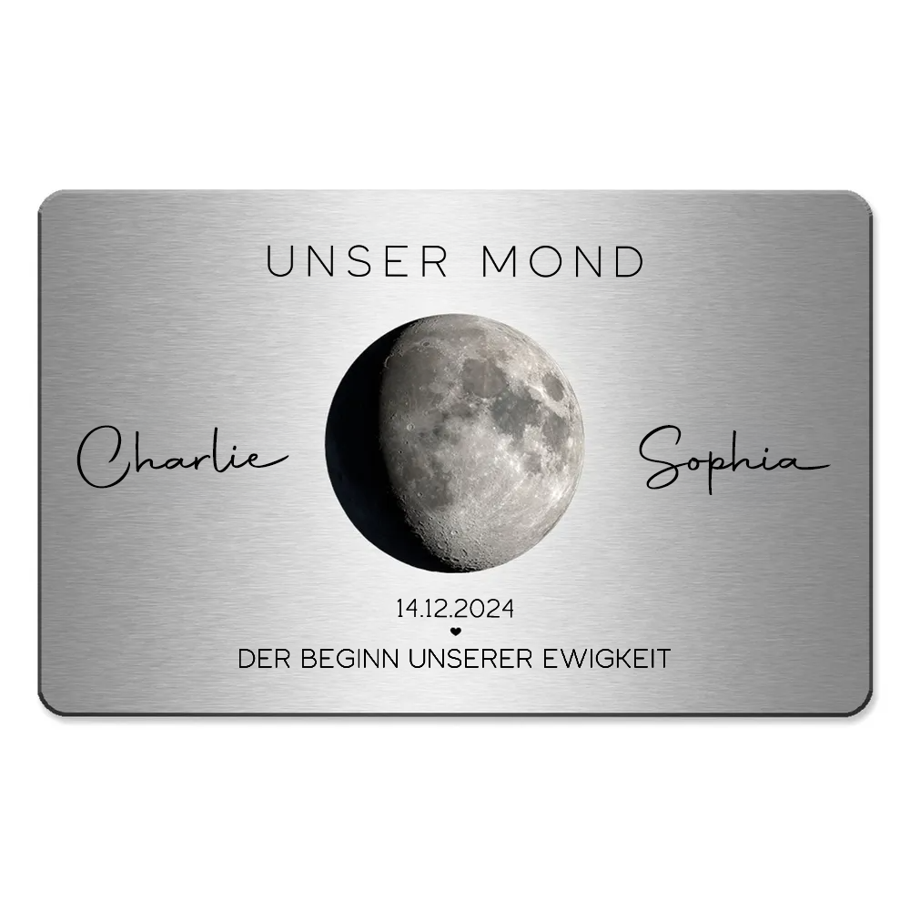 Unser Mond-Personalisierte Brieftasche-Karte mit Mondphase, Namen und Text Geschenk für Paar