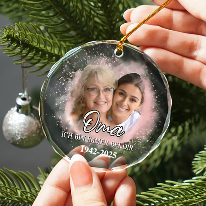 Glasornament mit Foto und Text Personalisierter Christbaumschmuck zur Trauer