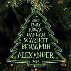 Personalisierter Acrylanhänger mit 2-8 Namen Christbaumschmuck mit Tannenbaum
