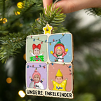 Personalisierter Holz-Weihnachtsanhänger für die Familie – Baummotiv mit Fotos & Text