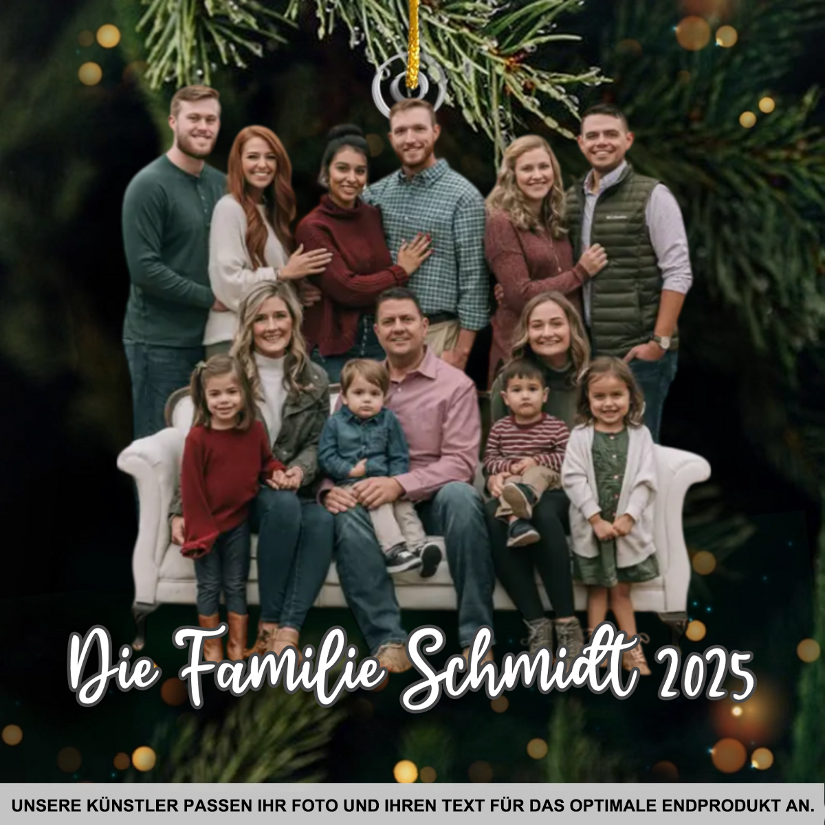 Personalisierter Acrylanhänger mit Foto und Text Christbaumschmuck für Familie