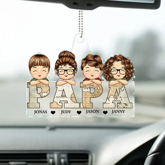 PAPA/OPA-Personalisierter Acrylanhänger mit Kinder