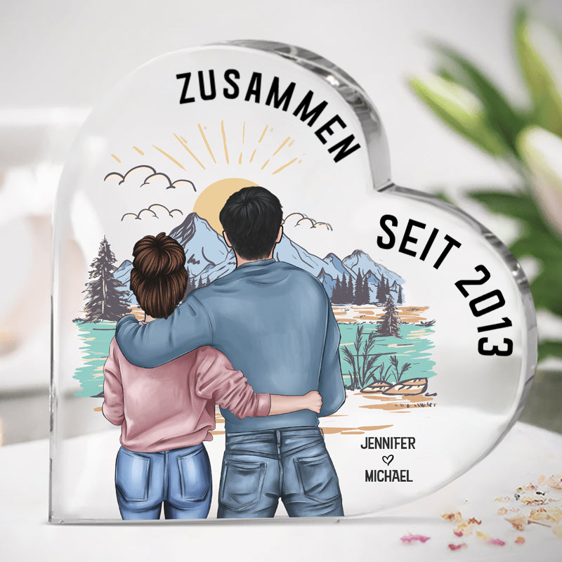 Acrylherz mit Paar und Namen 