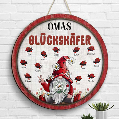 Zwerg und Käfer- Personalisiertes Holzschild für Oma