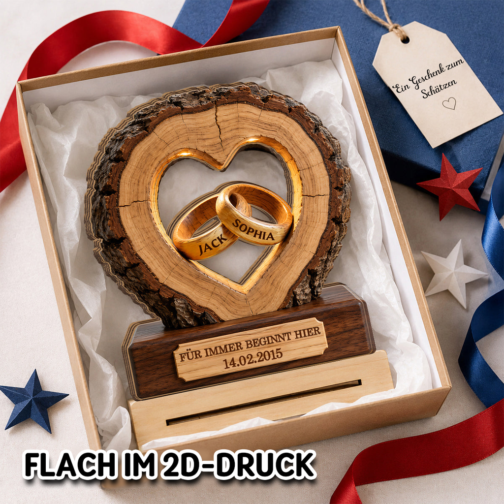 Personalisierter Holzaufsteller mit Ringen Geschenk zum Jahrestag Hochzeitsgeschenke