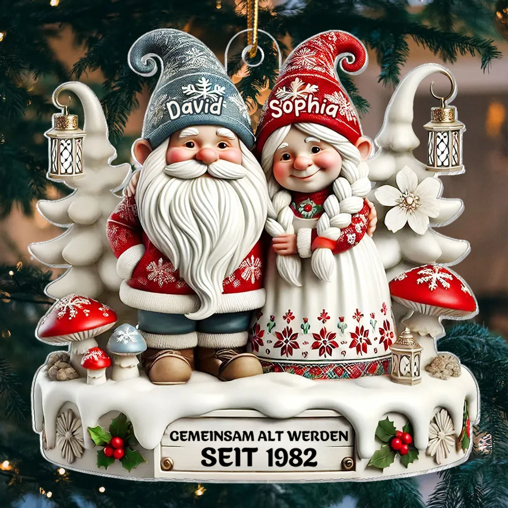 Personalisiertes Acryl-Weihnachtsornament– Wichtel-Paar