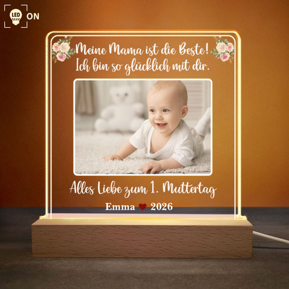 Erster Muttertag/ Vatertag-LED Nachtlicht mit Foto und Text