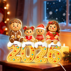 Personalisierte LED-Lichtbox 2026 – Lebkuchenmann-Familie mit Namen