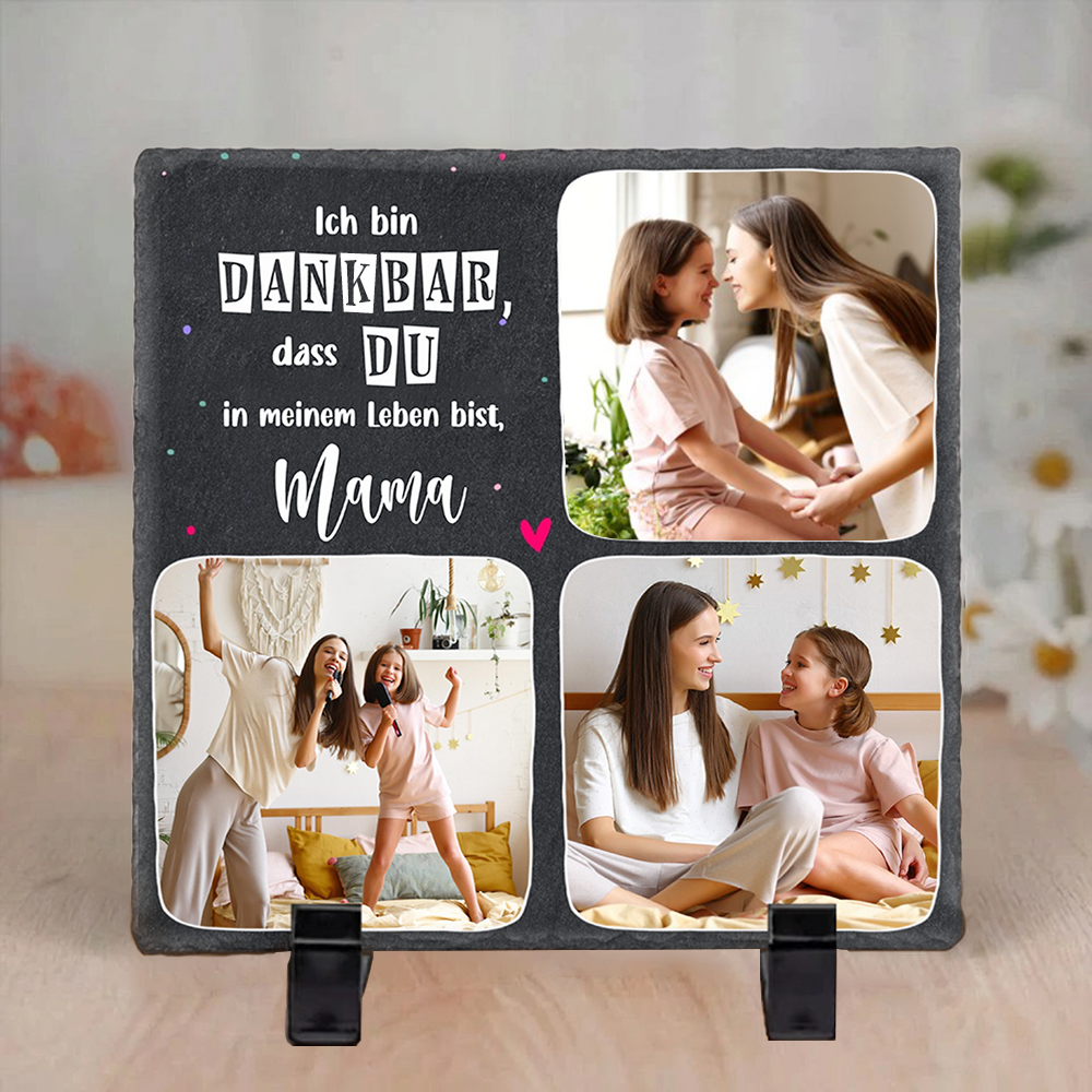 Dankeschön-Geschenke Personalisierte Schieferplatte mit Spruch und Fotos
