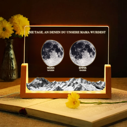 Mondphasen-Personalisierte LED Nachtlicht mit U-Sockel Geschenk für Mama