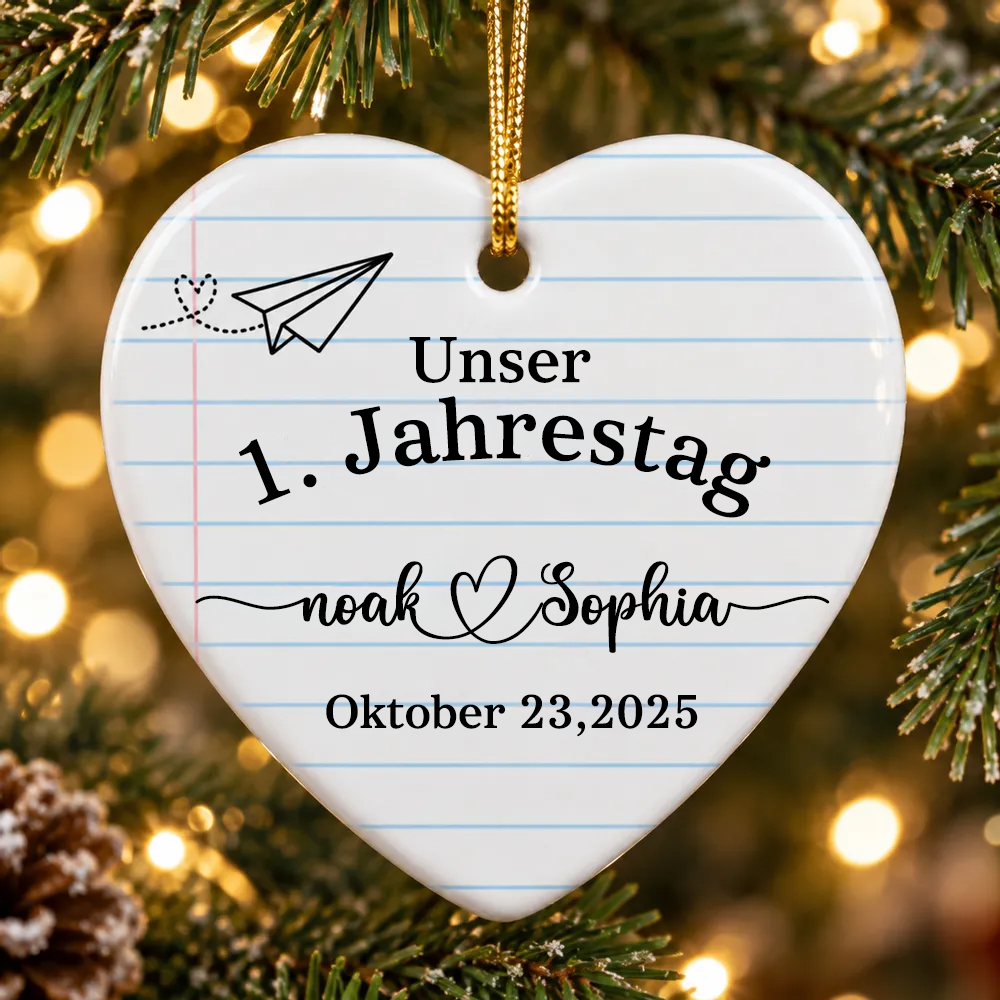 Personalisierter Keramik-Anhänger mit Namen – Unser 1. Jahrestag