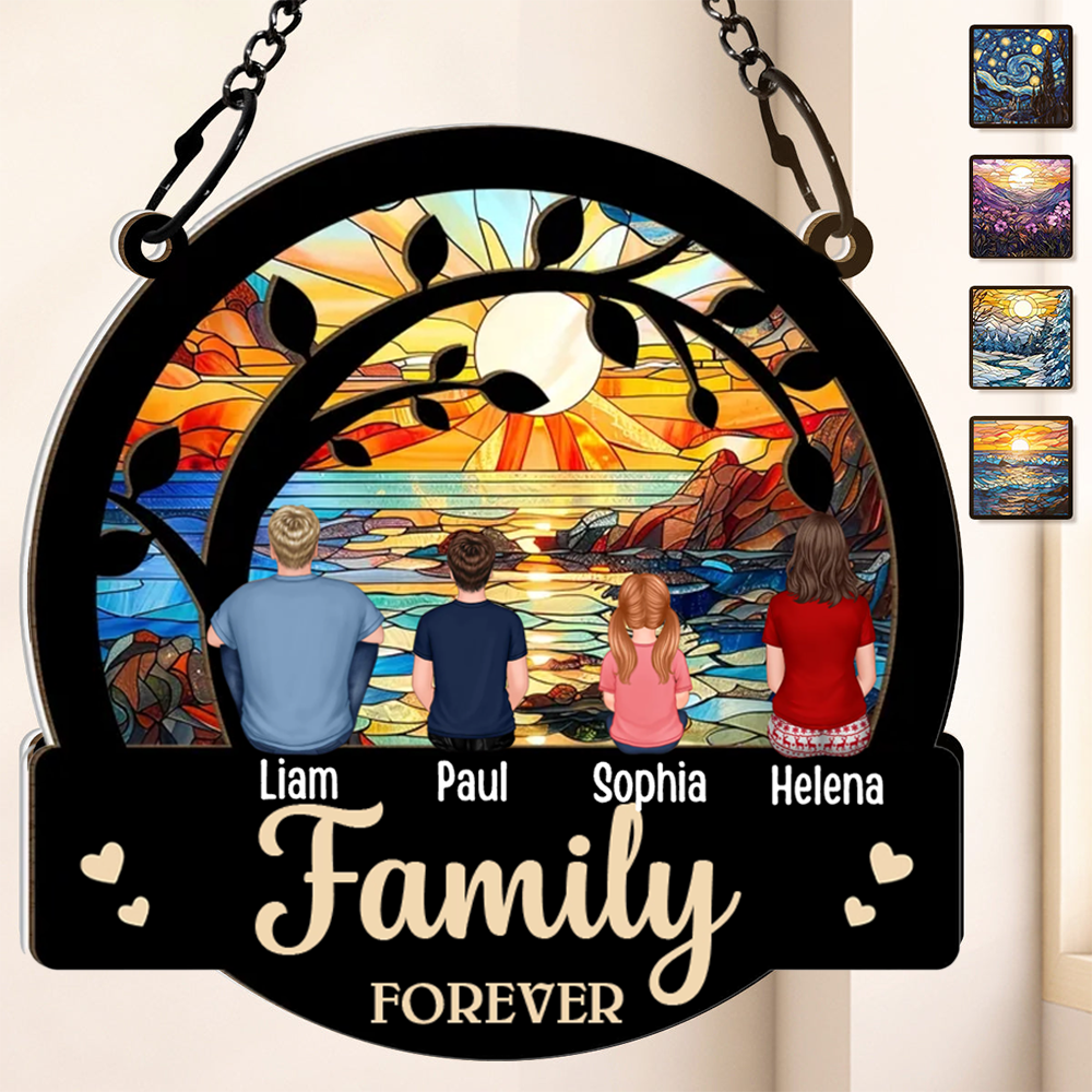 Familie für Immer-Personalisierte Acryl & Holz Fenster Sonnenfänger Ornament