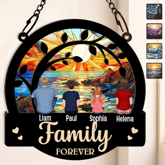 Familie für Immer-Personalisierte Acryl & Holz Fenster Sonnenfänger Ornament